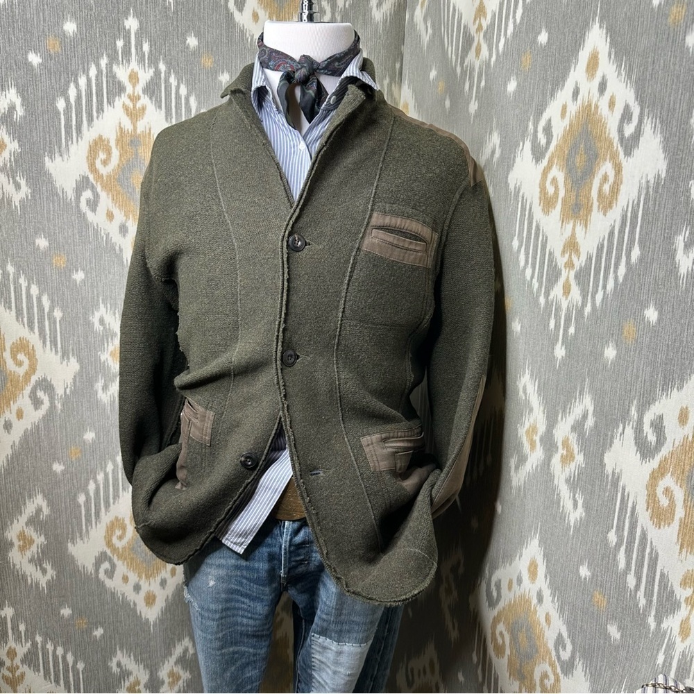 Ralph Lauren RLX Olive Green Lamb-Wool Knit Utility Field Jacket - Picture 6 of 16